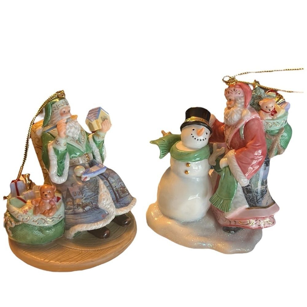 Thomas Kincade Spirit Of Winters Glow Bradford Exchange Ornaments. Set of two